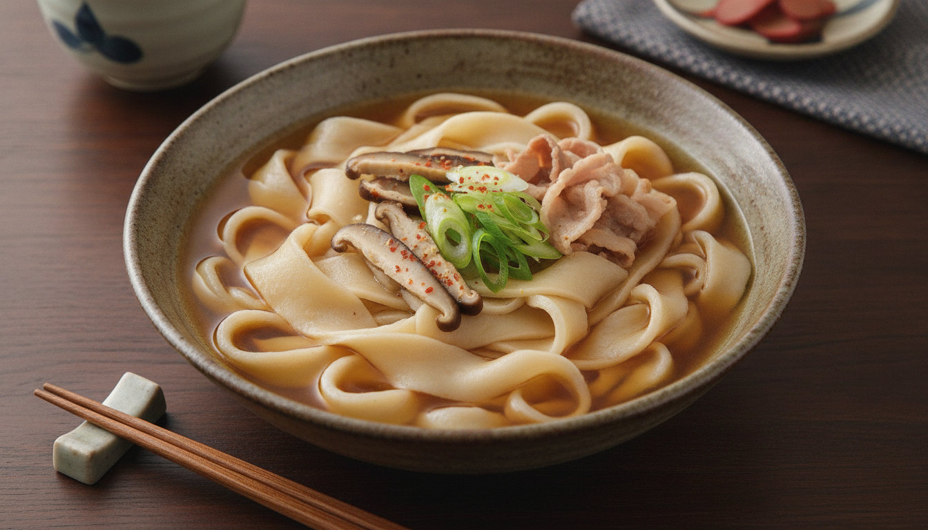 ひもかわうどんは桐生市の歴史が育んだ「究極の平打ち麺」です