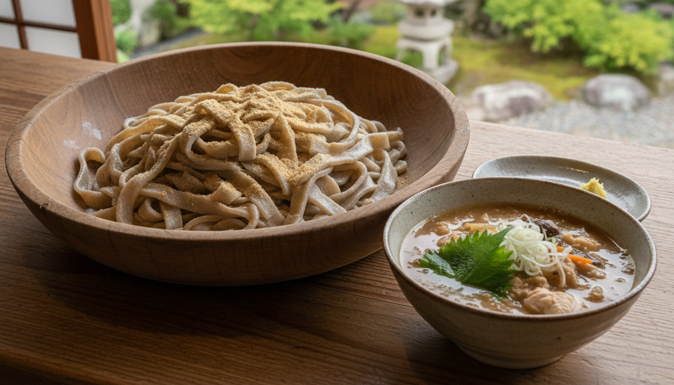 山梨のおざらの正体は冷やしほうとうのつけ麺スタイル