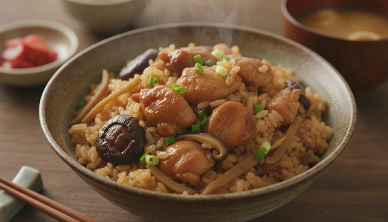 鶏めしは鶏肉と野菜を甘辛く調味した伝統的な炊き込み・混ぜご飯です